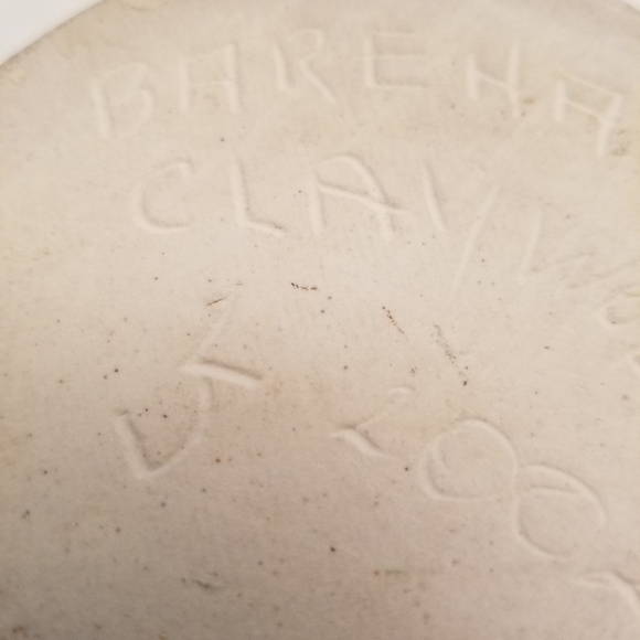 studio art pottery vase signed Bare Hands clay Works. Trees Blue & White - Picture 7 of 8